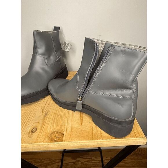 Eileen Fisher Women's Waterproof Leather Chunky Ankle Bootie Graphite Size 7 - Picture 7 of 12